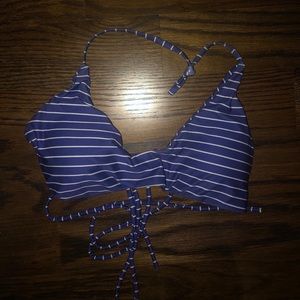 blue and white stripe bikini top